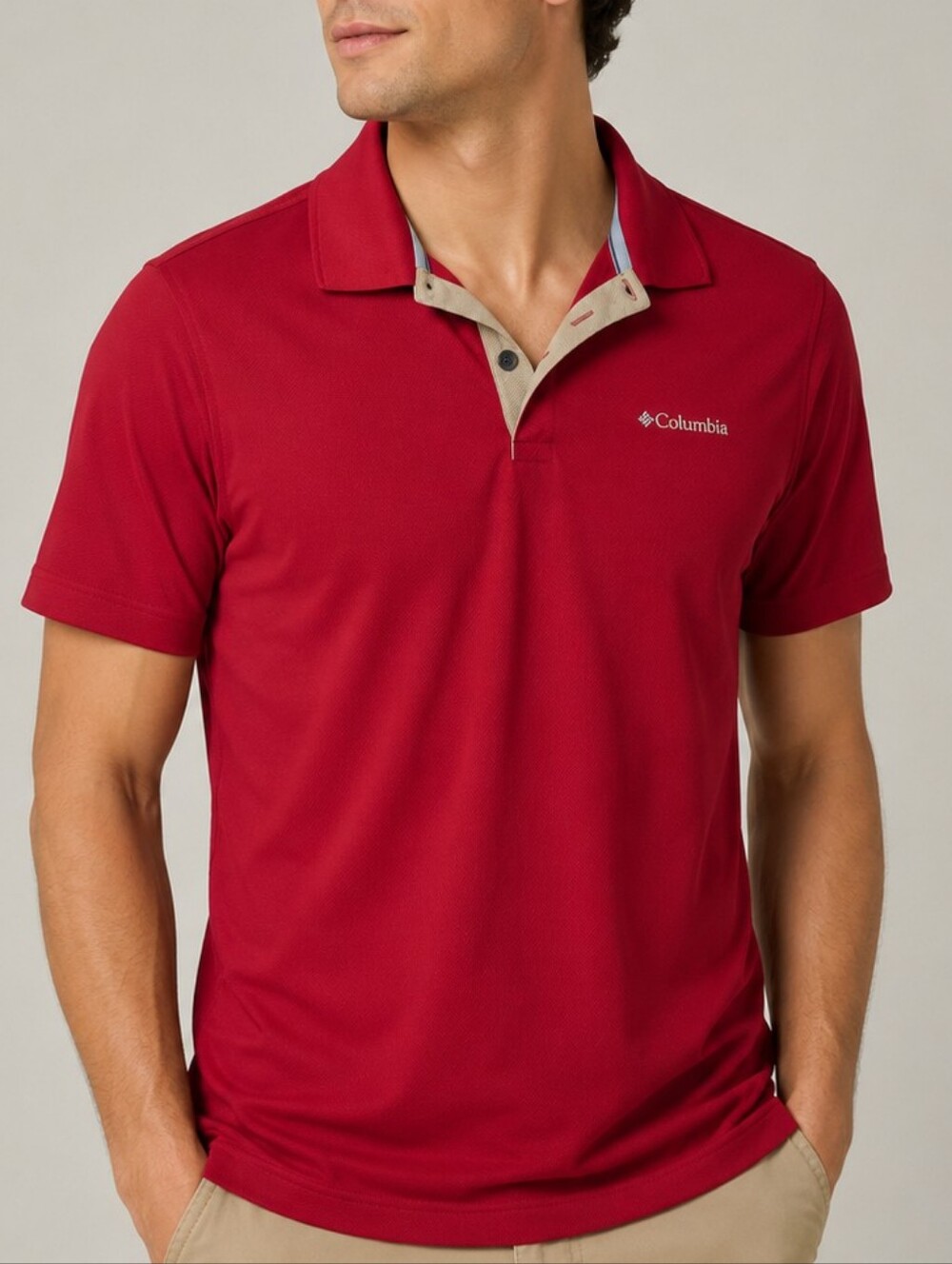 Columbia Mens Red Utilizer Performance Polo Shirt Small Gorpcore Activewear Golf